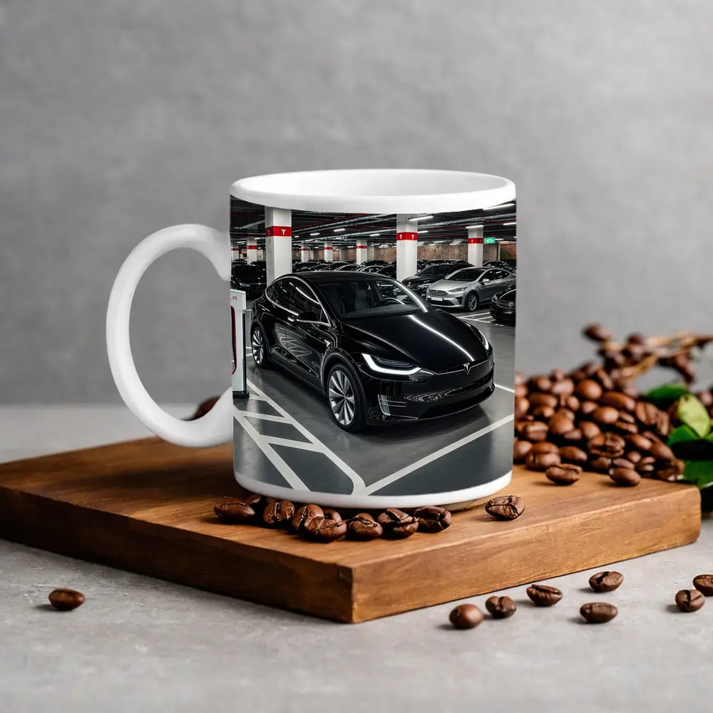 Tesla Model X Black Supercharger Parking Garage – Mugs
