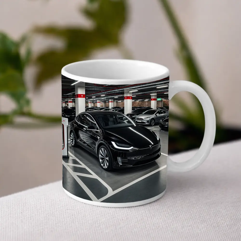 Tesla Model X Black Supercharger Parking Garage – Mugs