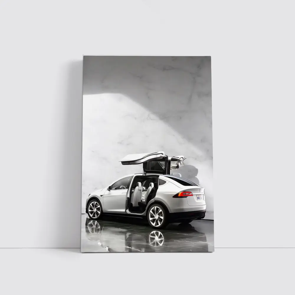 Tesla Model X Falcon Wing Doors Marble – Wall Art