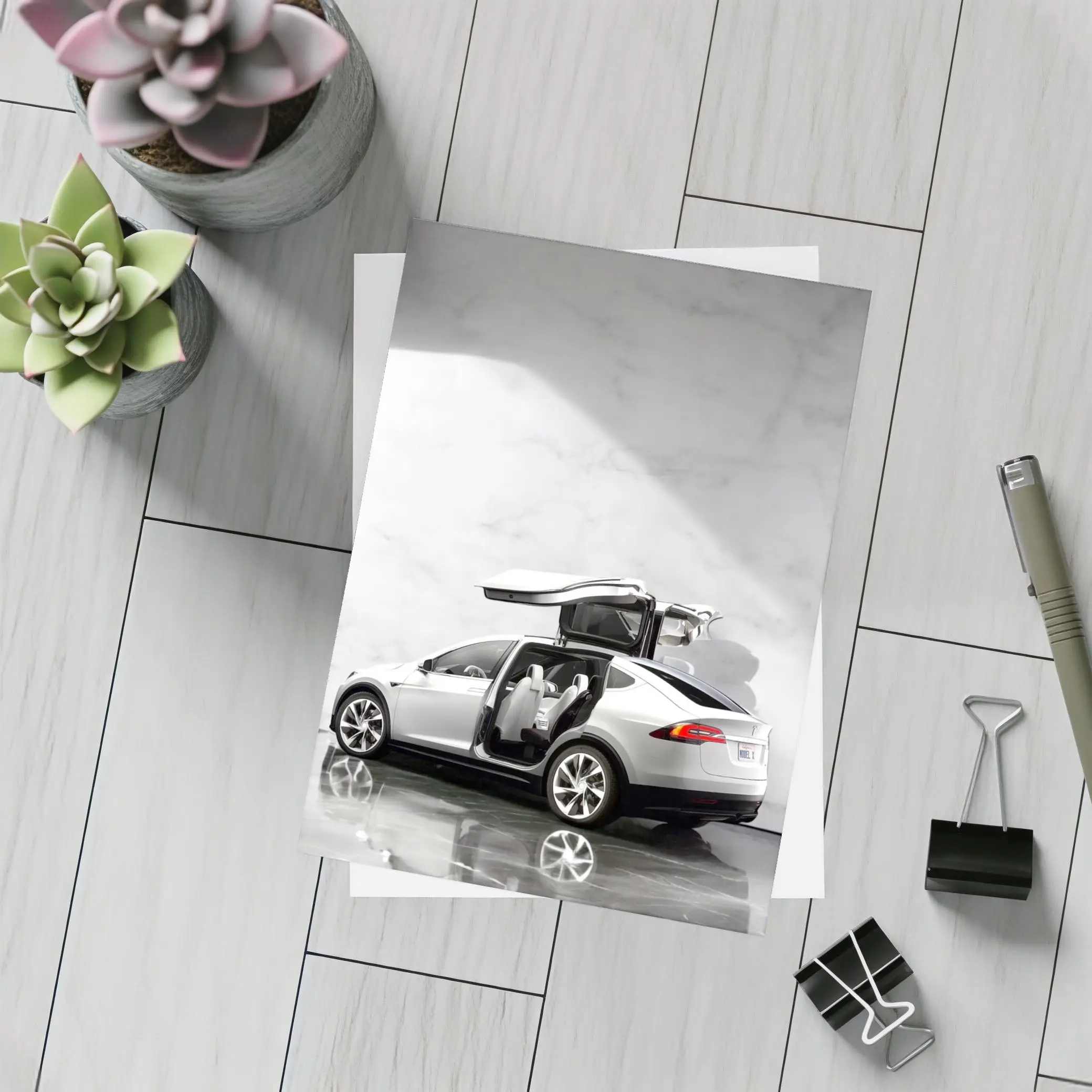 Tesla Model X Falcon Wing Doors Marble – Postcards