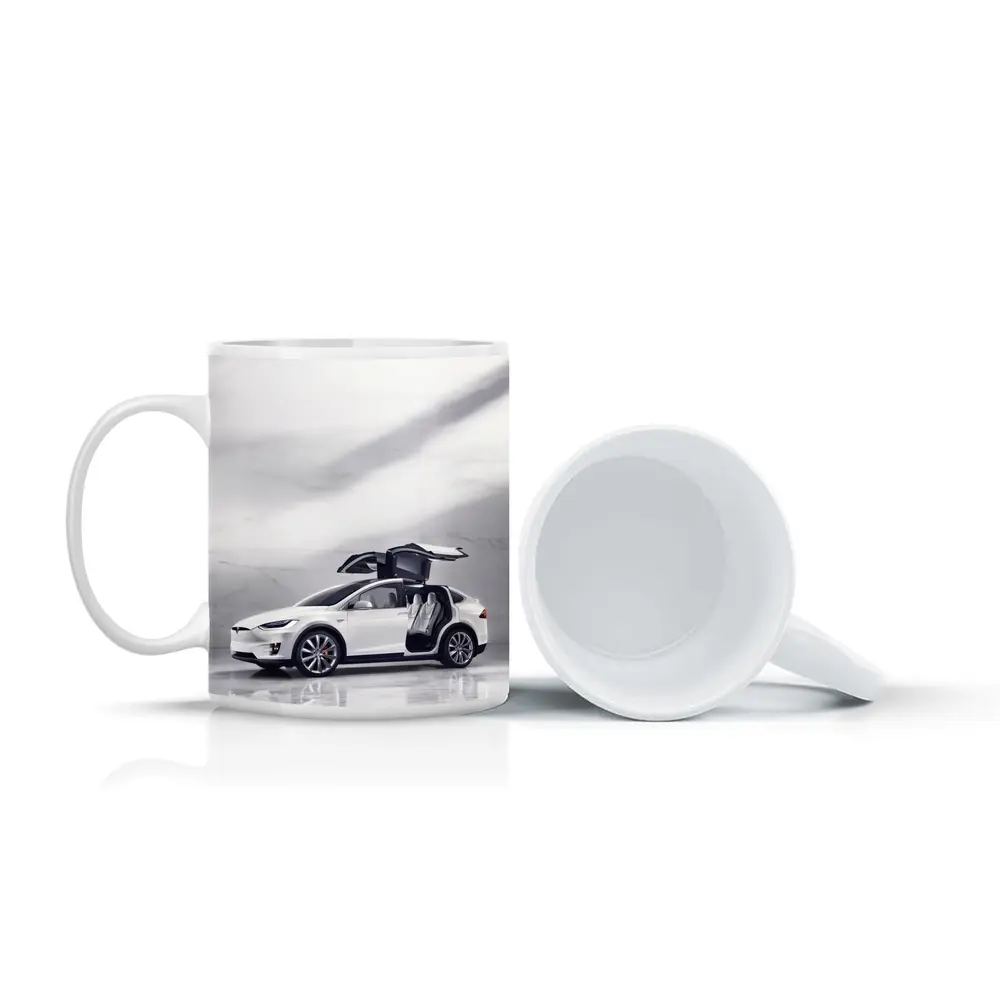 Tesla Model X White Falcon Wing Doors Open – Mugs