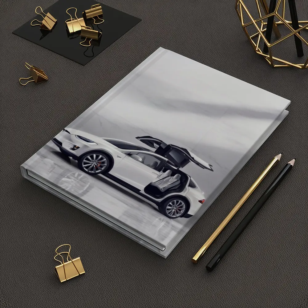 Tesla Model X White Falcon Wing Doors Open – Notebooks