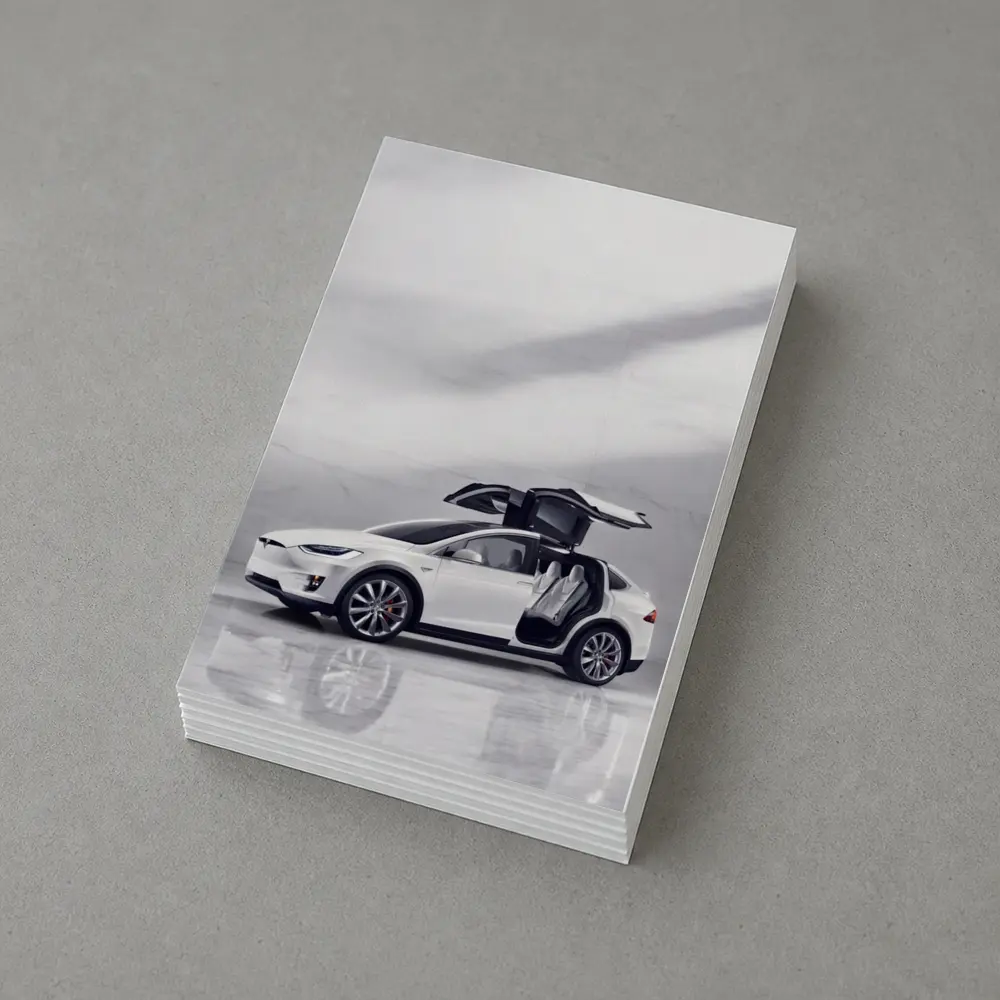 Tesla Model X White Falcon Wing Doors Open – Postcards