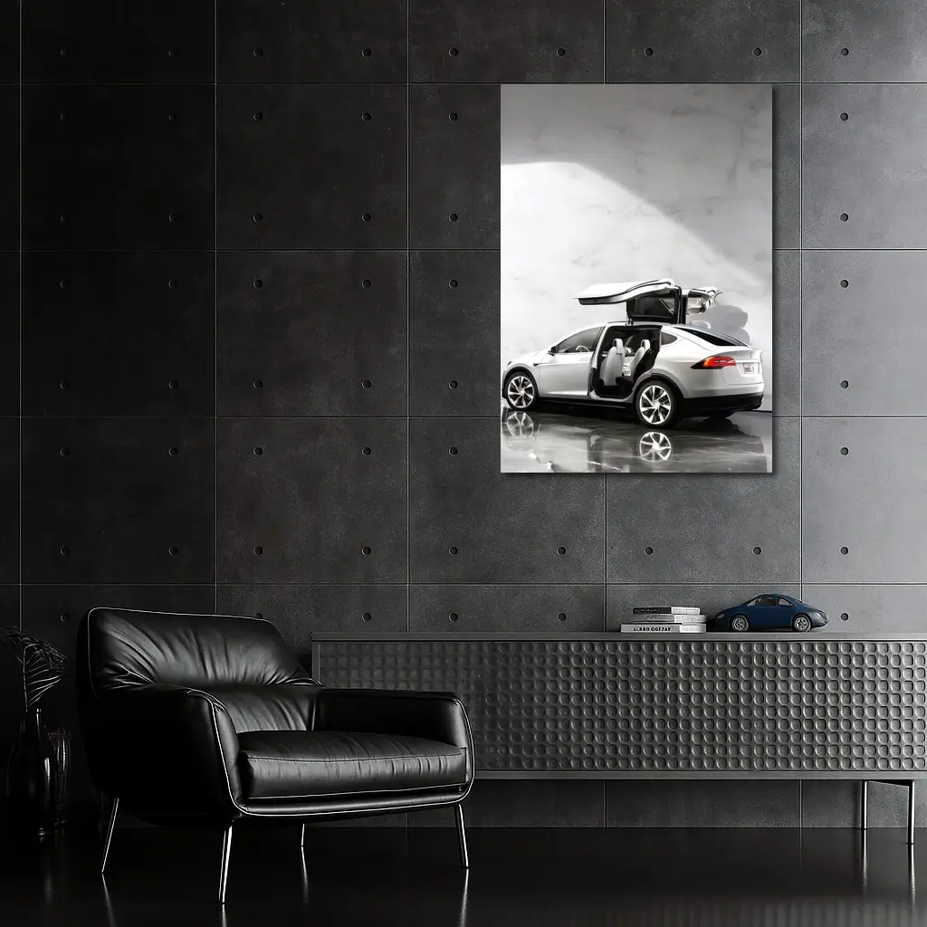 Tesla Model X Falcon Wing Doors Marble – Wall Art
