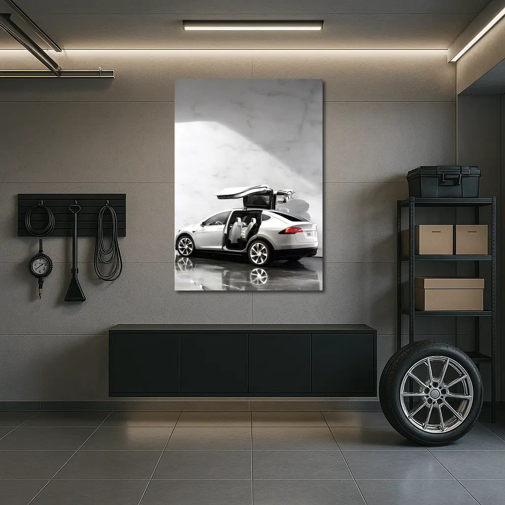 Tesla Model X Falcon Wing Doors Marble – Wall Art