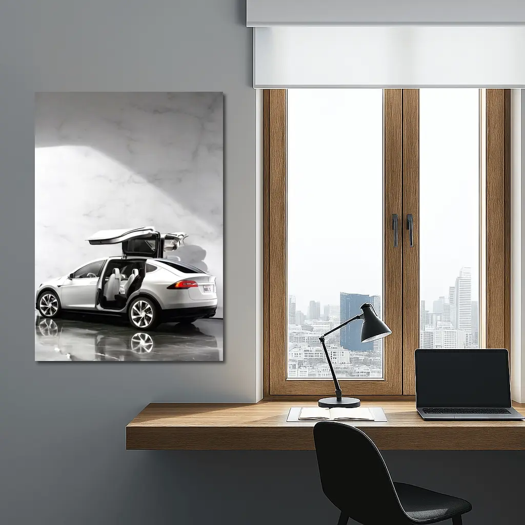 Tesla Model X Falcon Wing Doors Marble – Wall Art