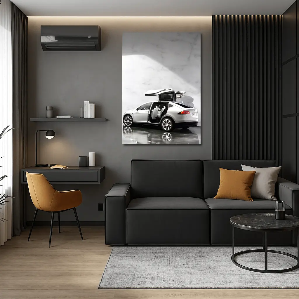 Tesla Model X Falcon Wing Doors Marble – Wall Art