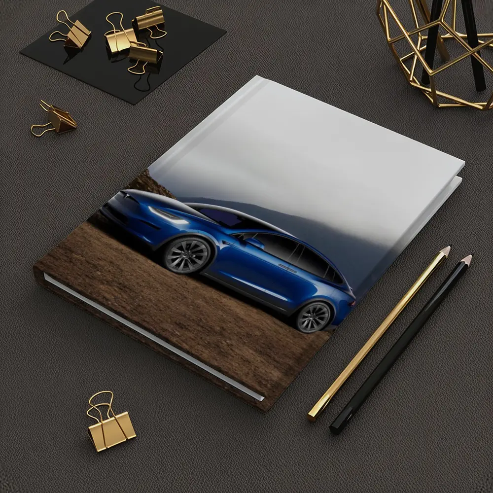 Tesla Model X Blue SUV Mountain Backdrop – Notebooks