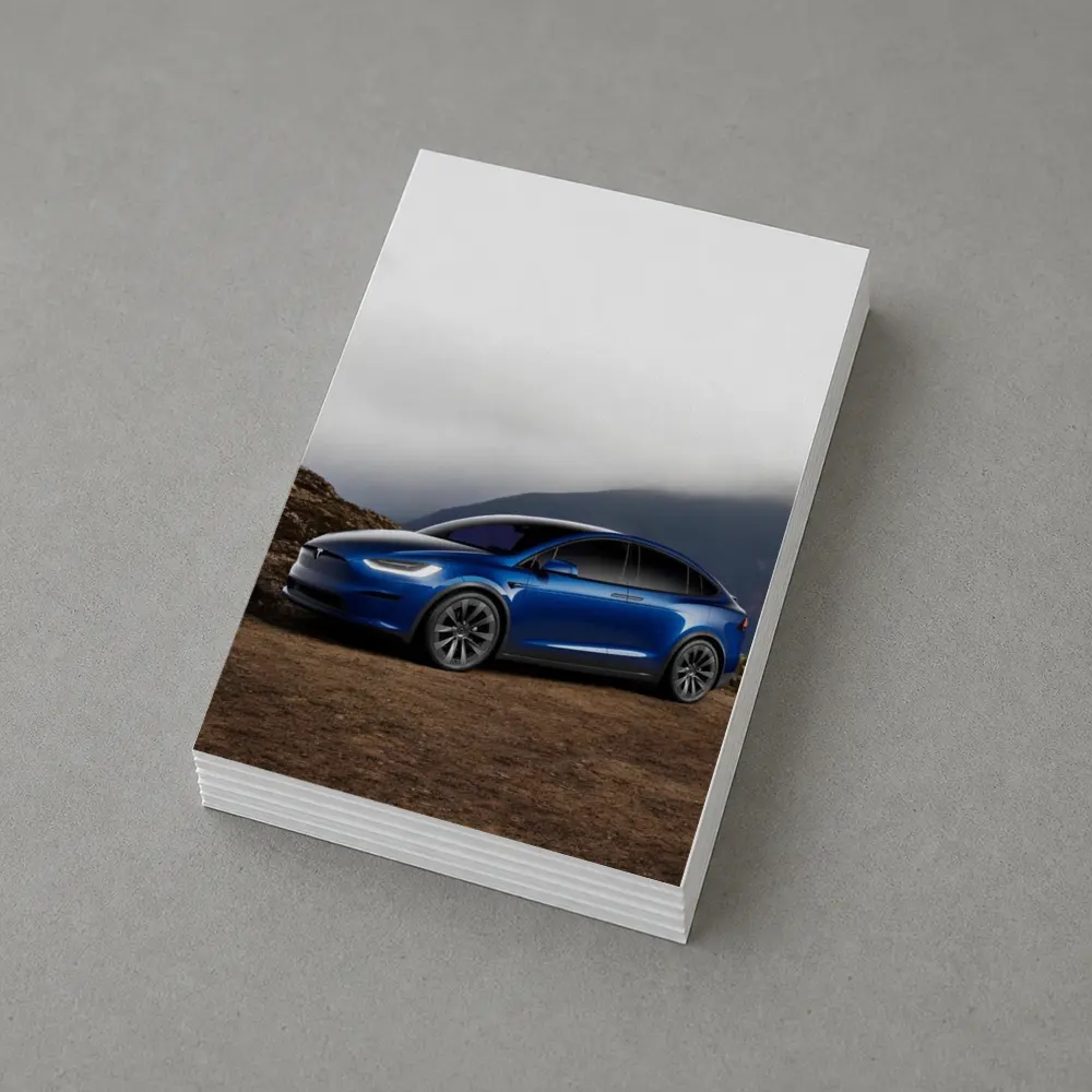 Tesla Model X Blue SUV Mountain Backdrop – Postcards