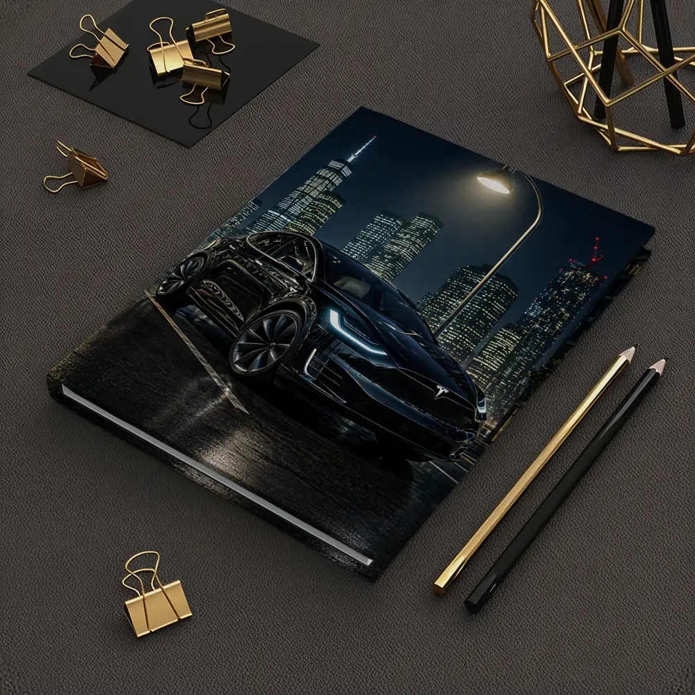 Tesla Model X Black City Night Street – Notebooks