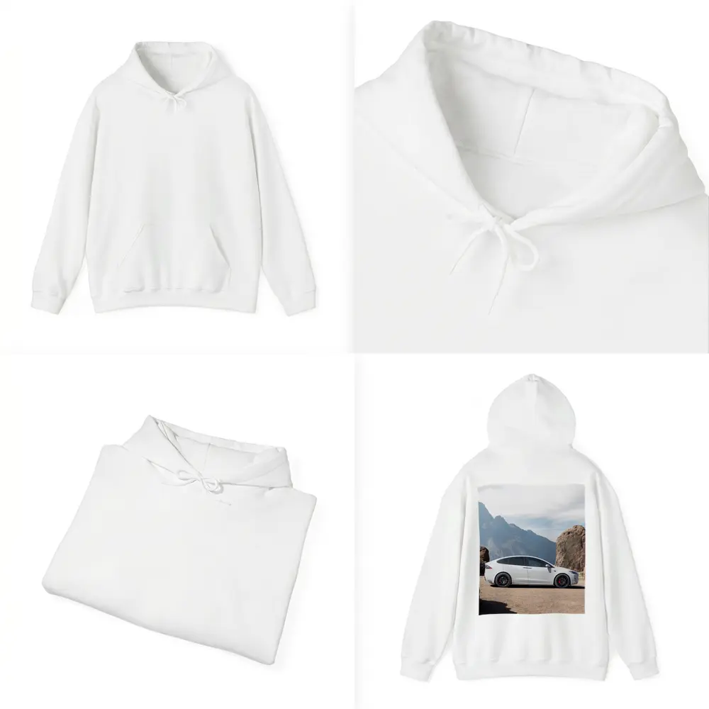 Tesla Model X Silver Rocky Mountain Overlook – Hoodies
