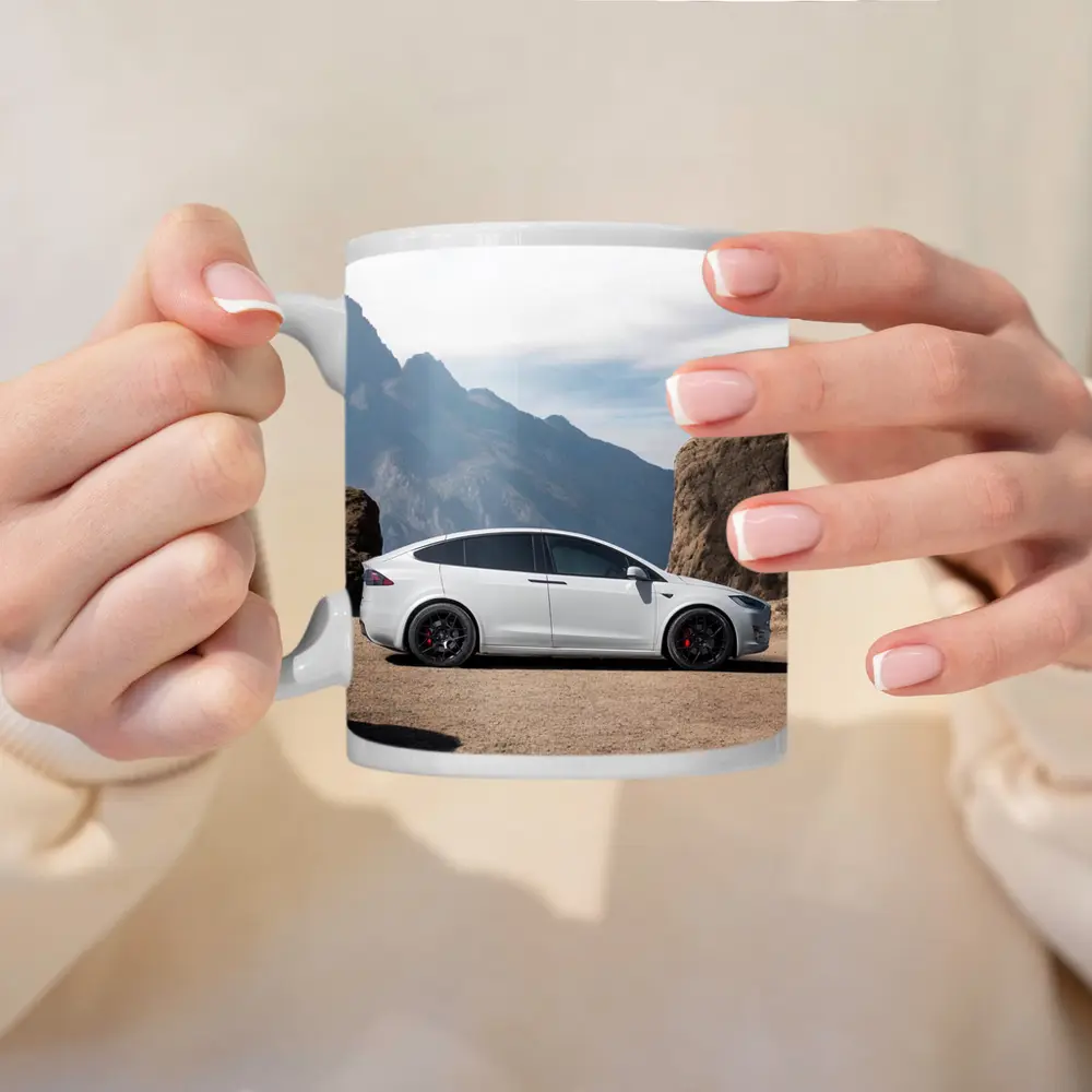 Tesla Model X Silver Rocky Mountain Overlook – Mugs