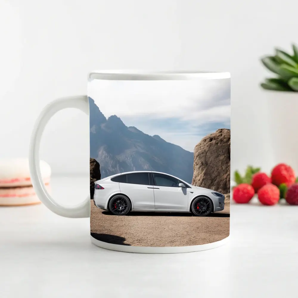 Tesla Model X Silver Rocky Mountain Overlook – Mugs