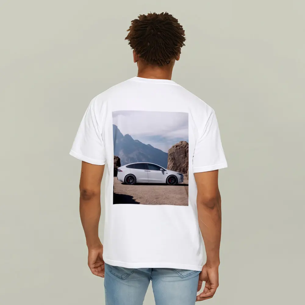 Tesla Model X Silver Rocky Mountain Overlook – T-Shirts