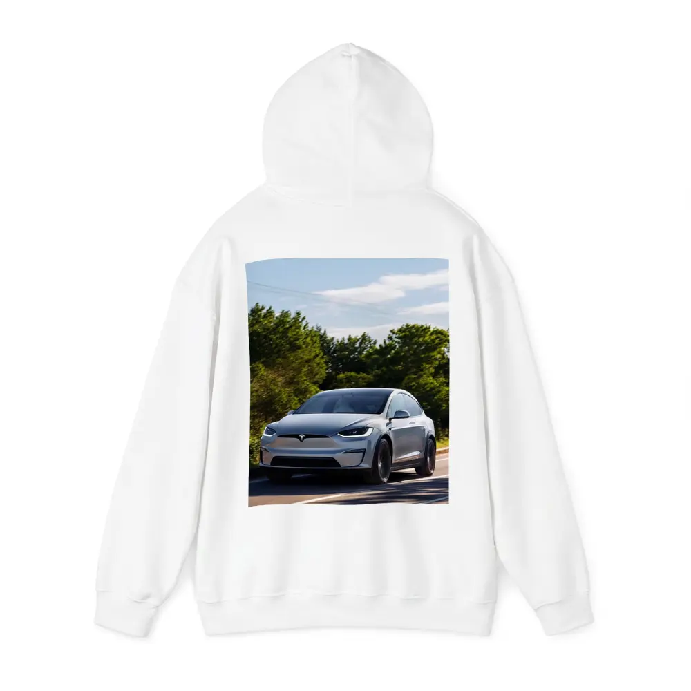 Tesla Model X Driving On Sunny Road – Hoodies