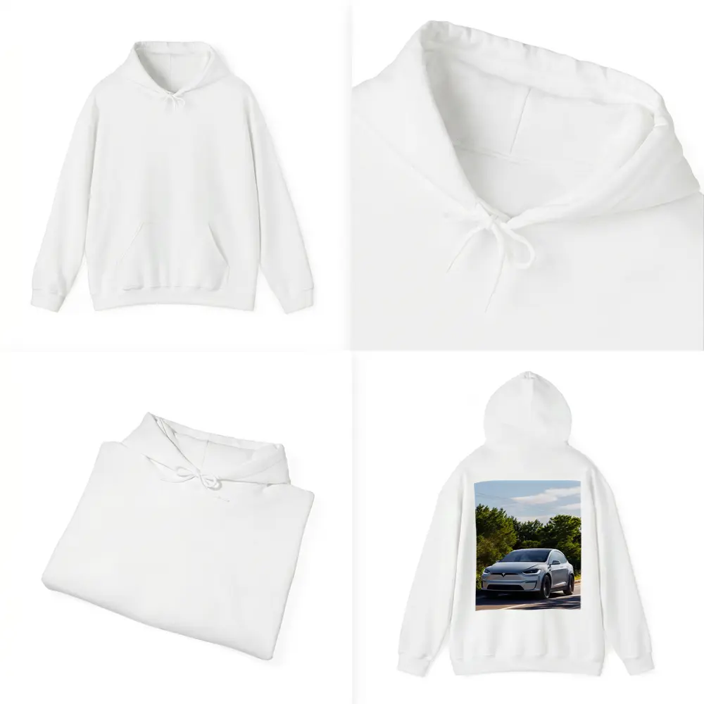 Tesla Model X Driving On Sunny Road – Hoodies