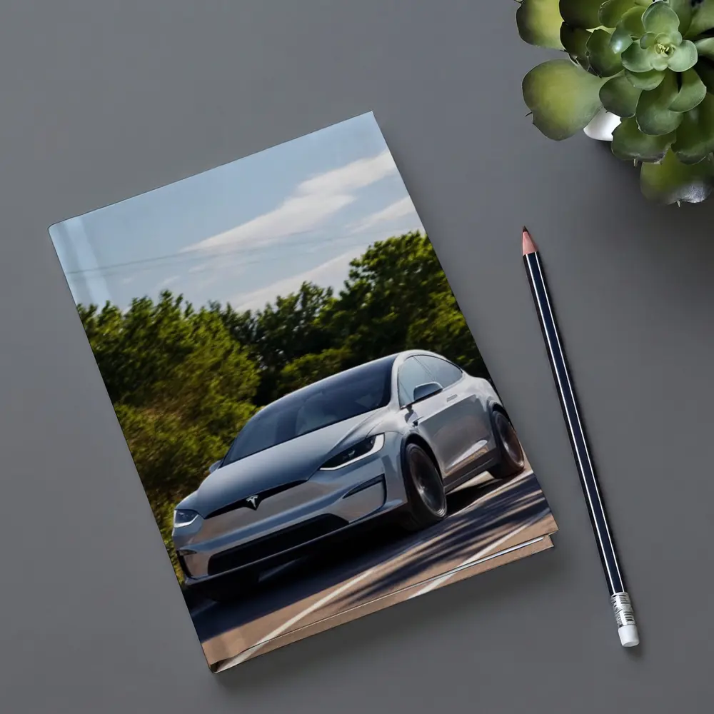 Tesla Model X Driving On Sunny Road – Notebooks