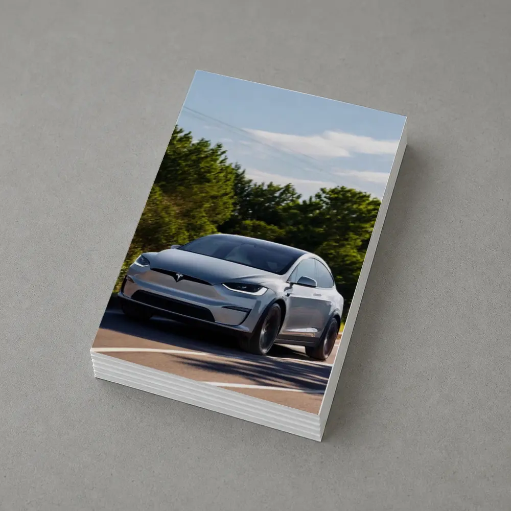Tesla Model X Driving On Sunny Road – Postcards