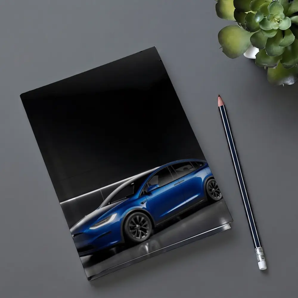 Tesla Model X Blue Dark Studio Background – Notebooks