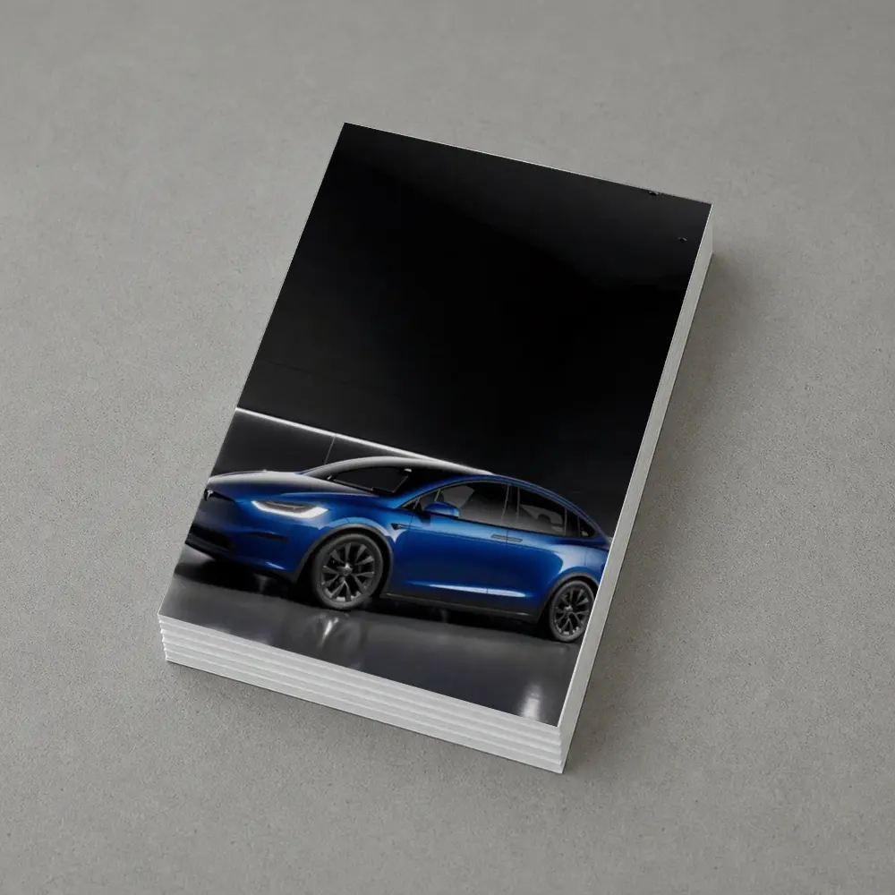 Tesla Model X Blue Dark Studio Background – Postcards