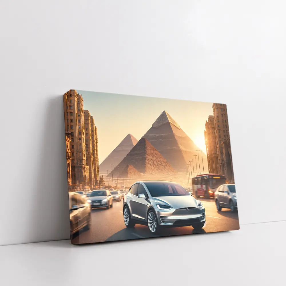 Tesla Model X Cairo Egypt Pyramids Sunset – Wall Art