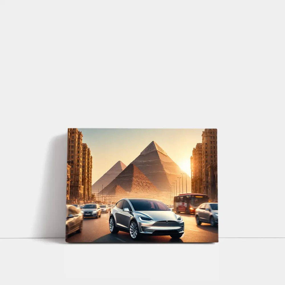 Tesla Model X Cairo Egypt Pyramids Sunset – Wall Art