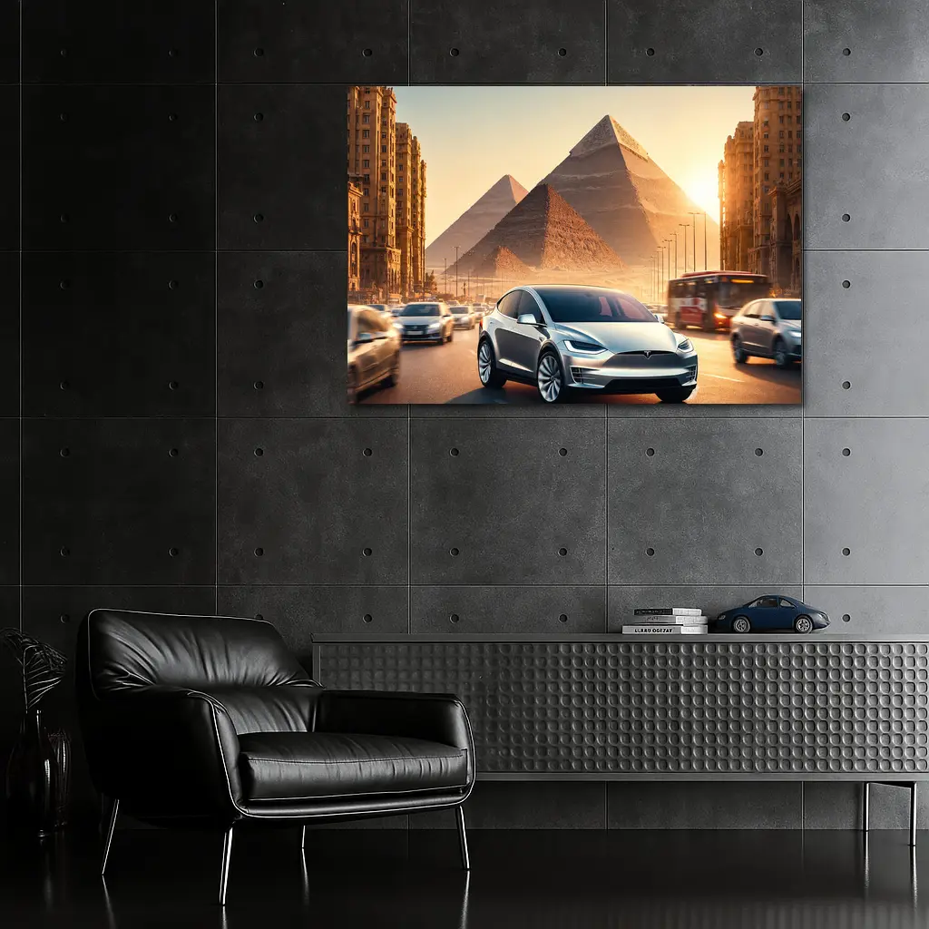 Tesla Model X Cairo Egypt Pyramids Sunset – Wall Art