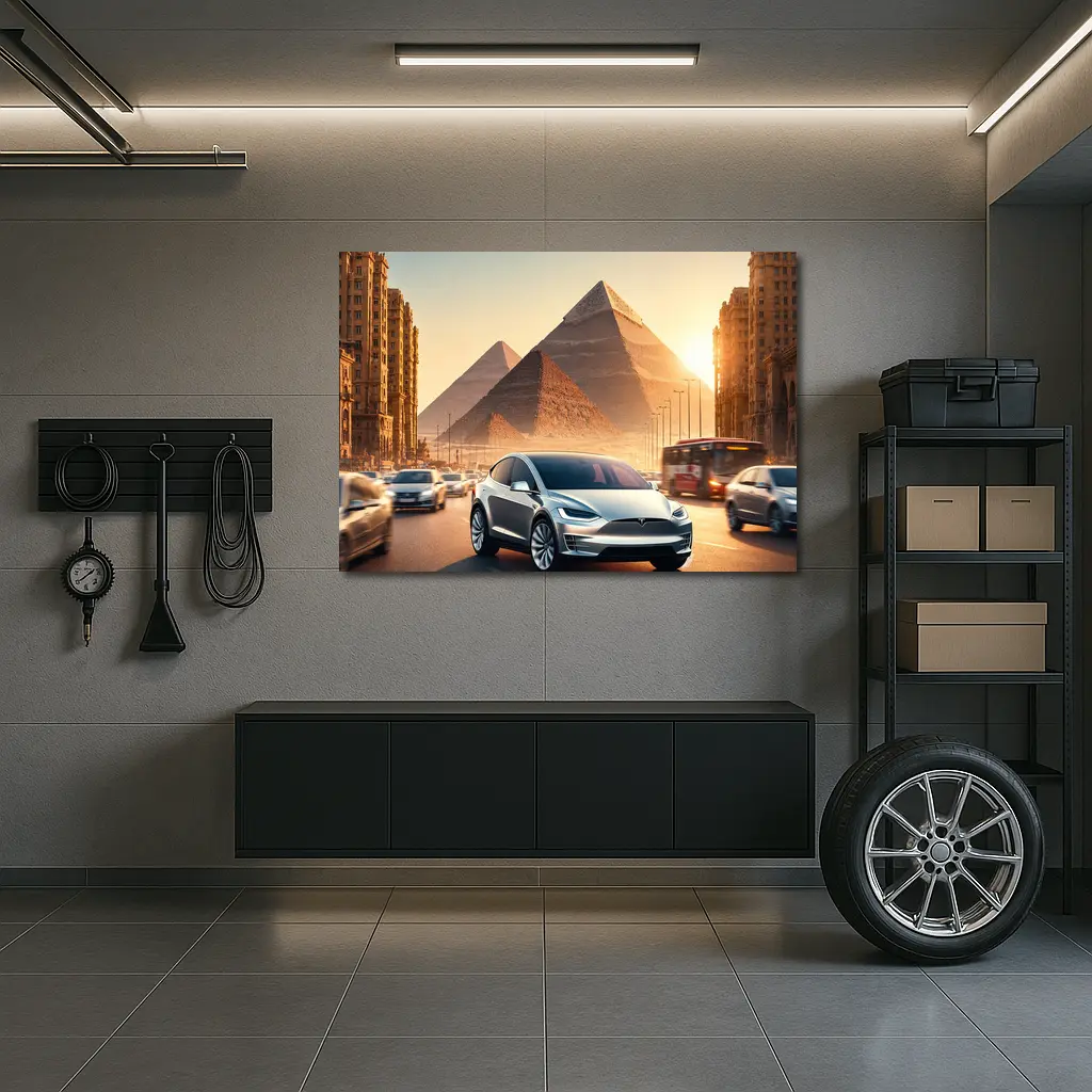 Tesla Model X Cairo Egypt Pyramids Sunset – Wall Art