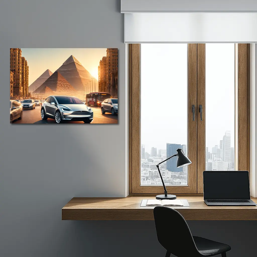 Tesla Model X Cairo Egypt Pyramids Sunset – Wall Art