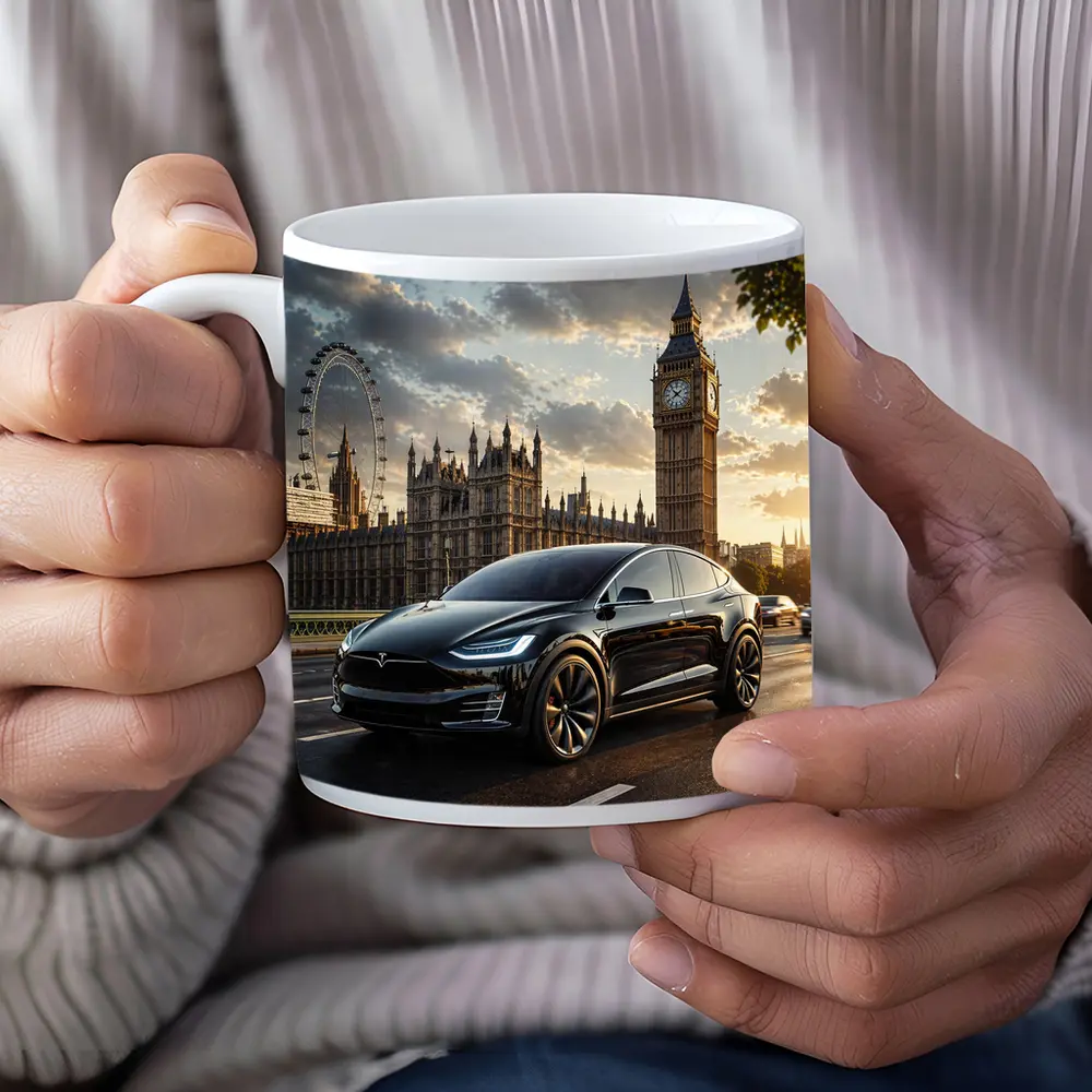Tesla Model X Black London Big Ben – Mugs