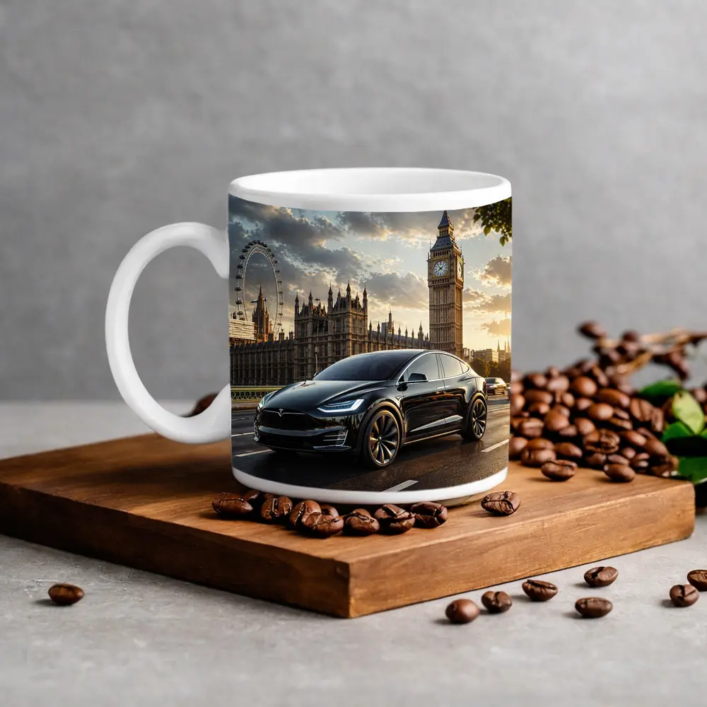 Tesla Model X Black London Big Ben – Mugs