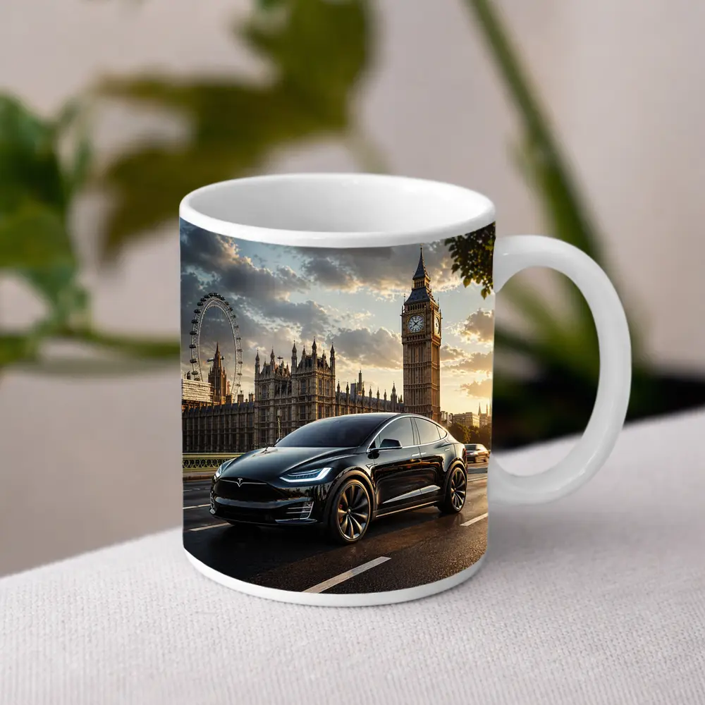 Tesla Model X Black London Big Ben – Mugs