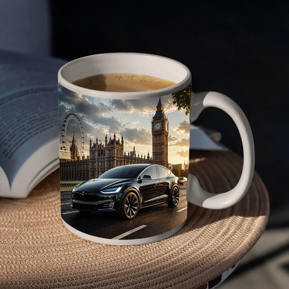 Tesla Model X Black London Big Ben – Mugs