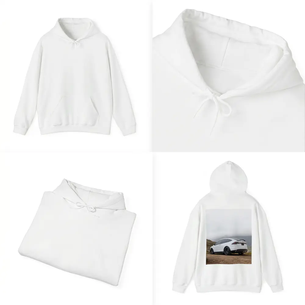 Tesla Model X White Misty Mountain Road – Hoodies
