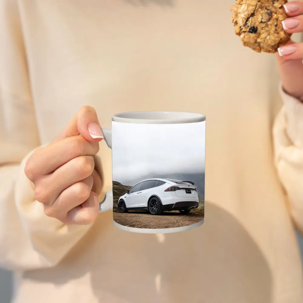 Tesla Model X White Misty Mountain Road – Mugs