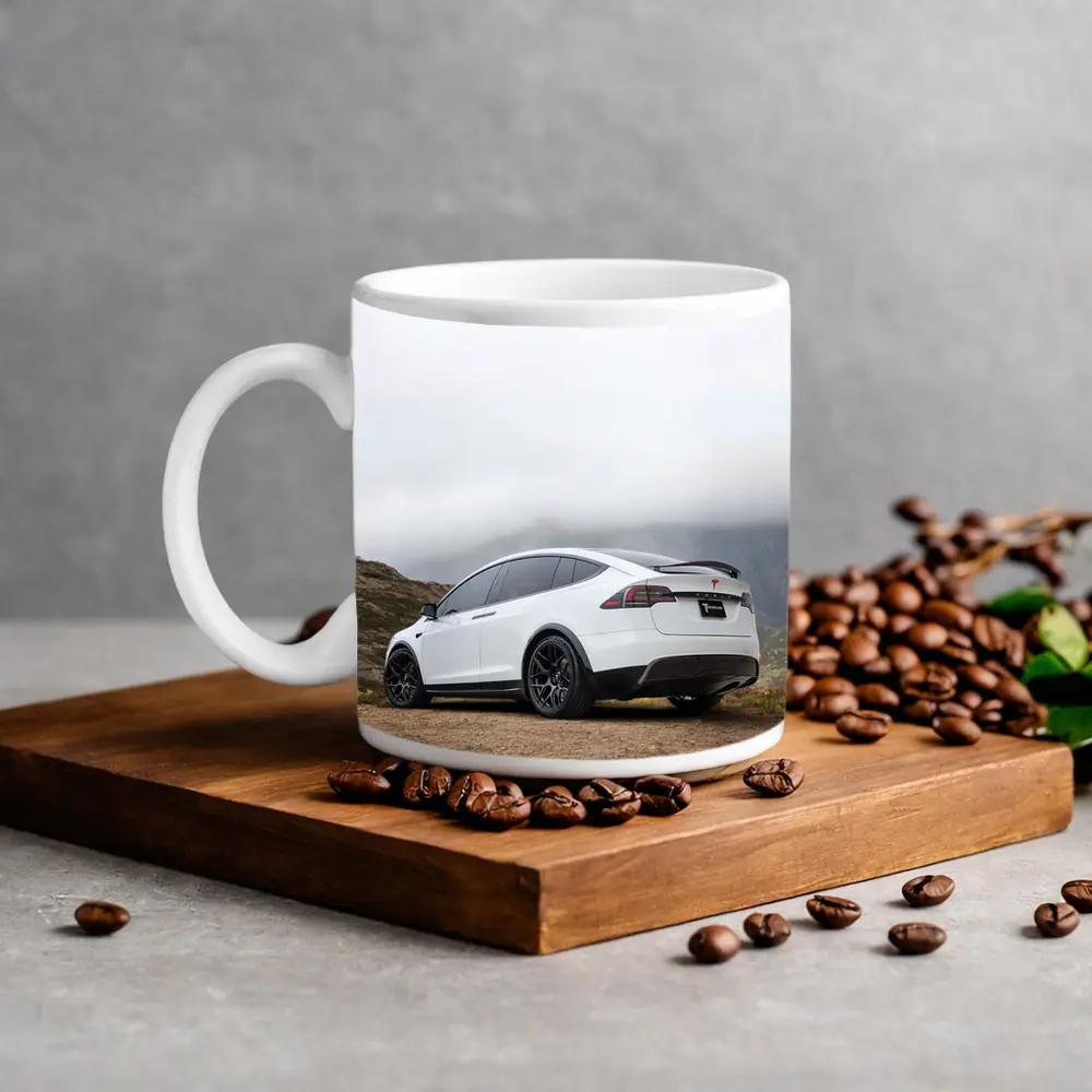 Tesla Model X White Misty Mountain Road – Mugs