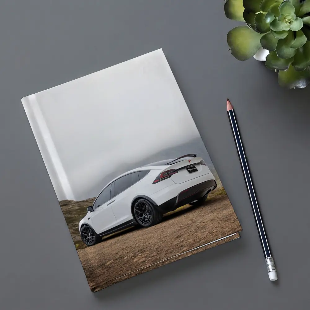 Tesla Model X White Misty Mountain Road – Notebooks