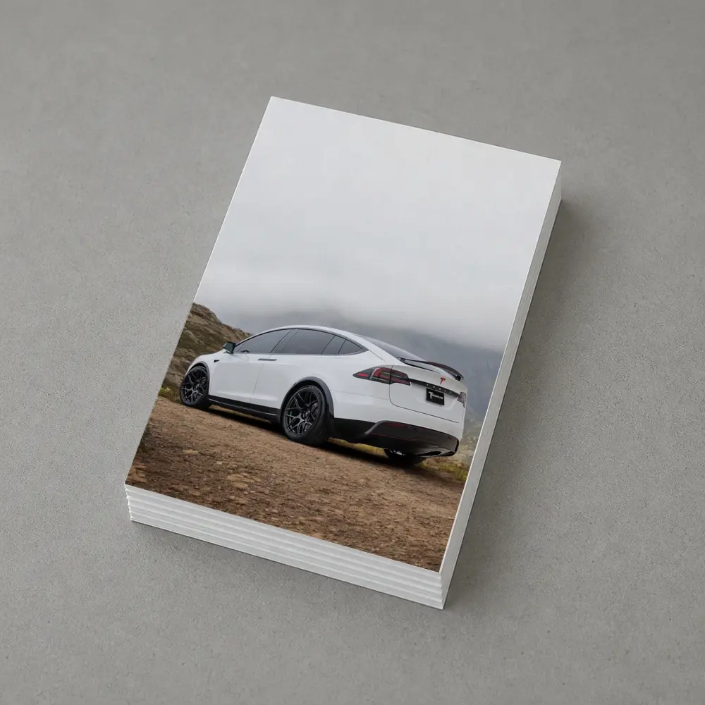 Tesla Model X White Misty Mountain Road – Postcards