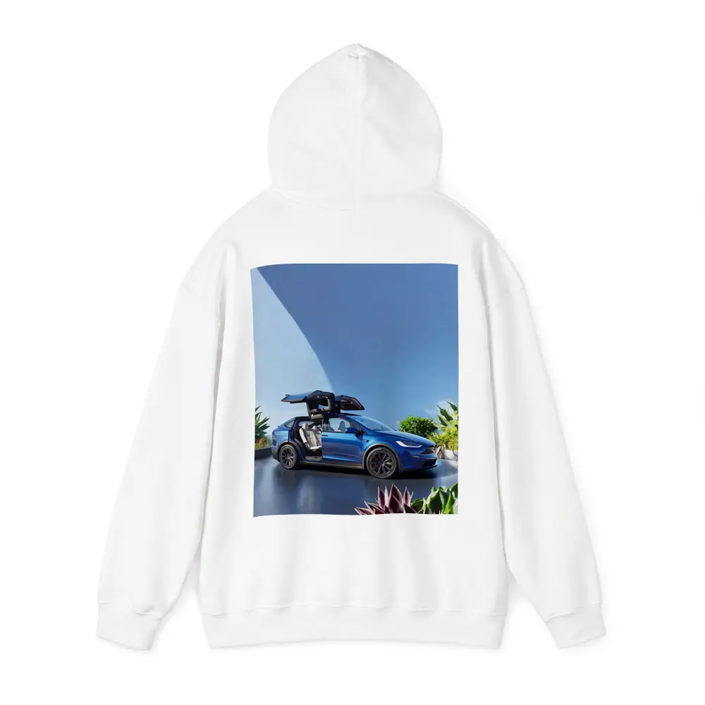 Tesla Model X Blue Falcon Wing Doors Open – Hoodies
