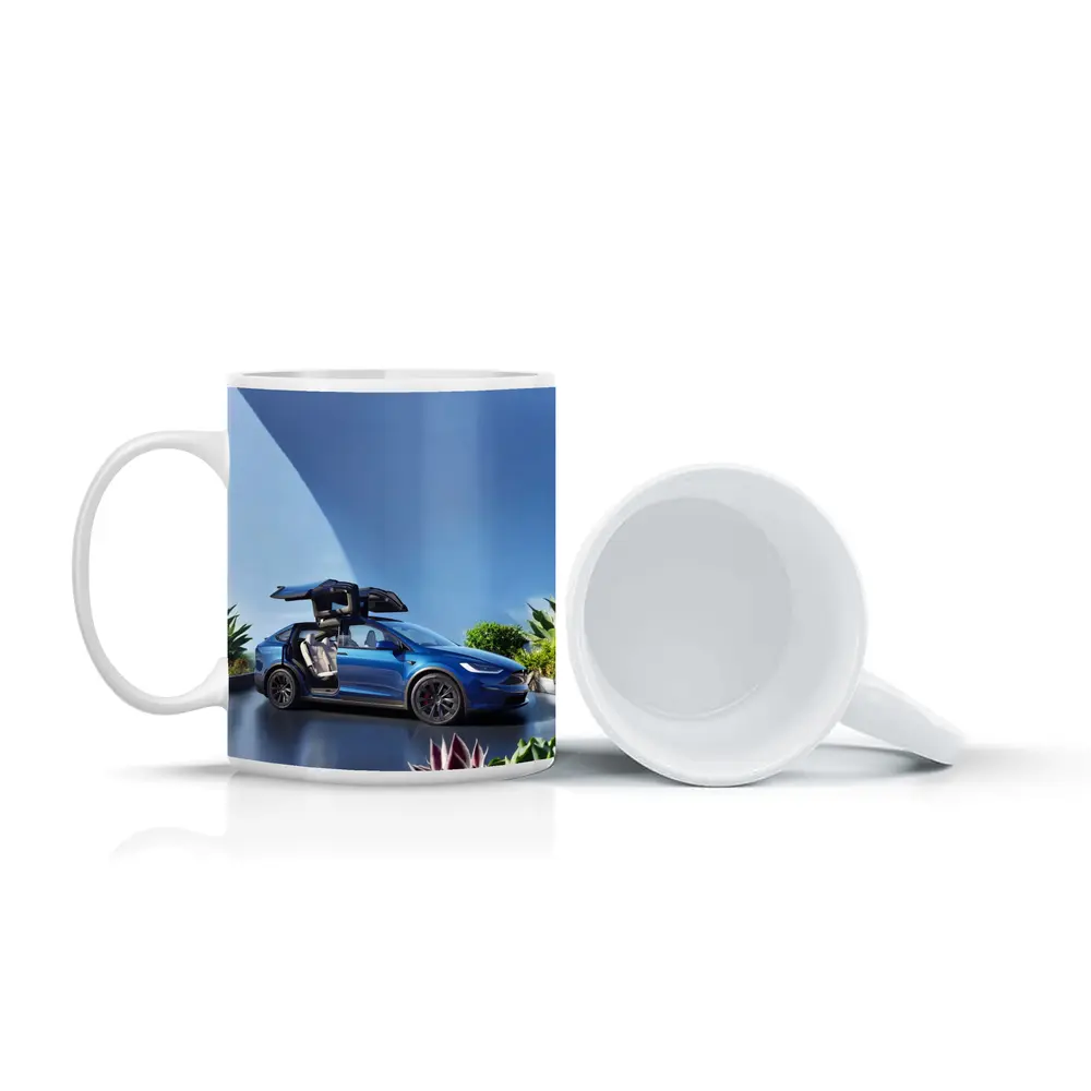 Tesla Model X Blue Falcon Wing Doors Open – Mugs