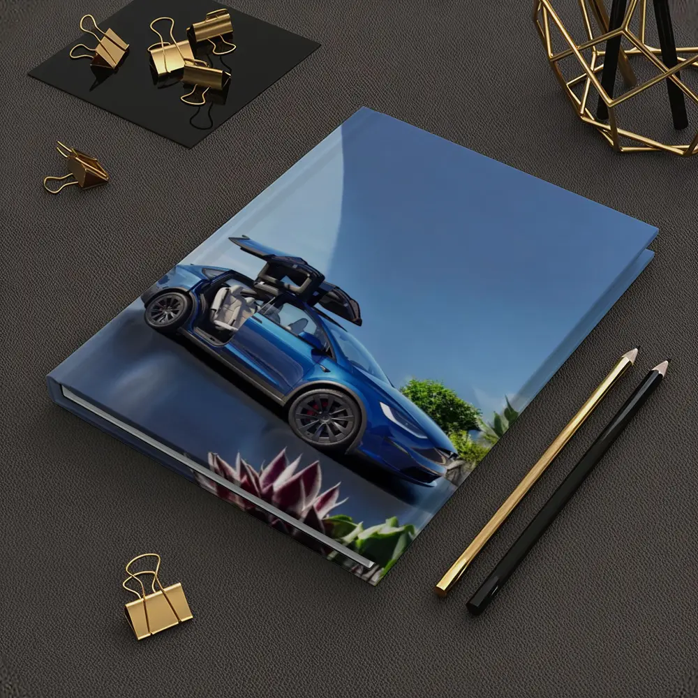 Tesla Model X Blue Falcon Wing Doors Open – Notebooks