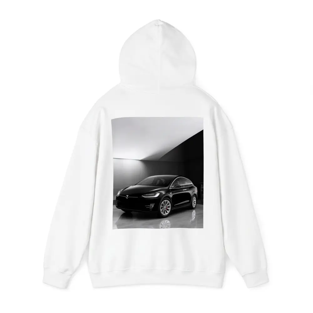 Tesla Model X Black On Marble Floor – Hoodies