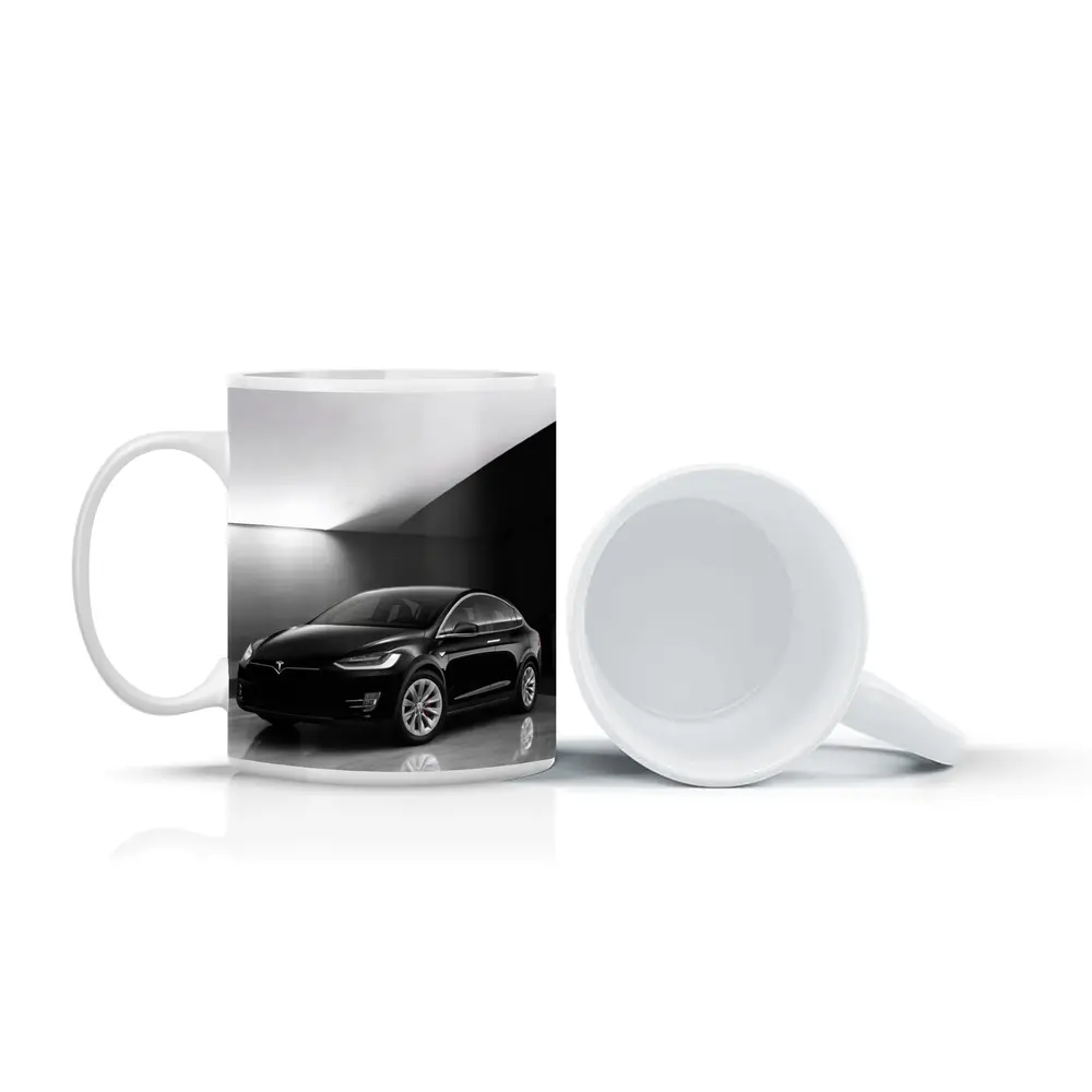 Tesla Model X Black On Marble Floor – Mugs