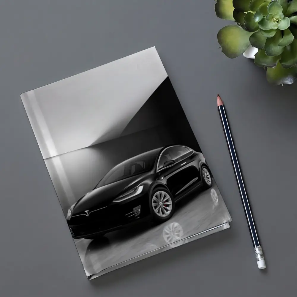 Tesla Model X Black On Marble Floor – Notebooks
