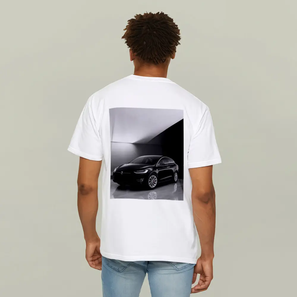 Tesla Model X Black On Marble Floor – T-Shirts