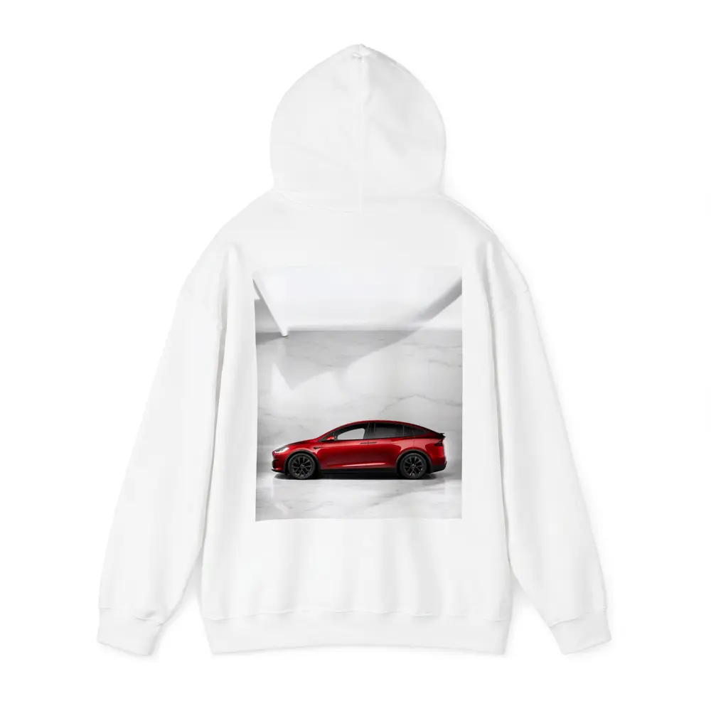 Tesla Model X Red On Marble Floor – Hoodies