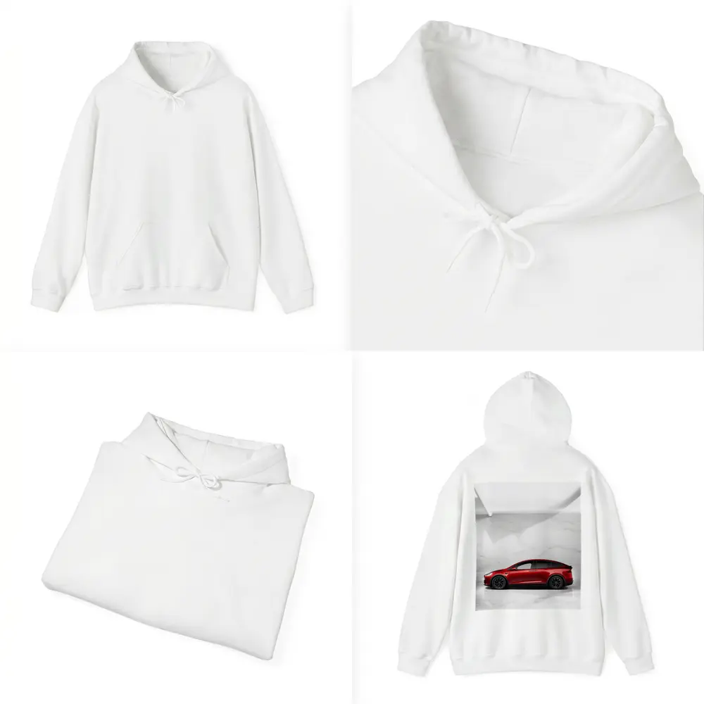 Tesla Model X Red On Marble Floor – Hoodies