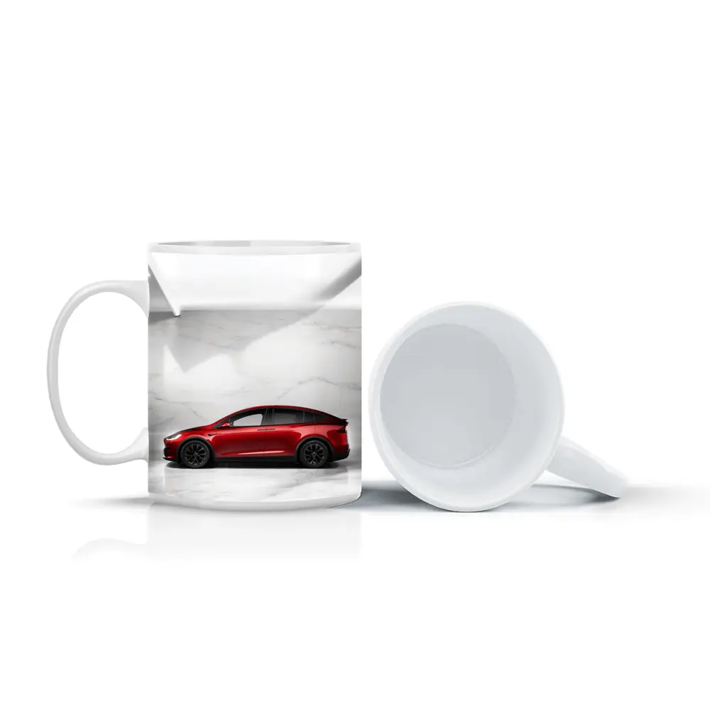 Tesla Model X Red On Marble Floor – Mugs