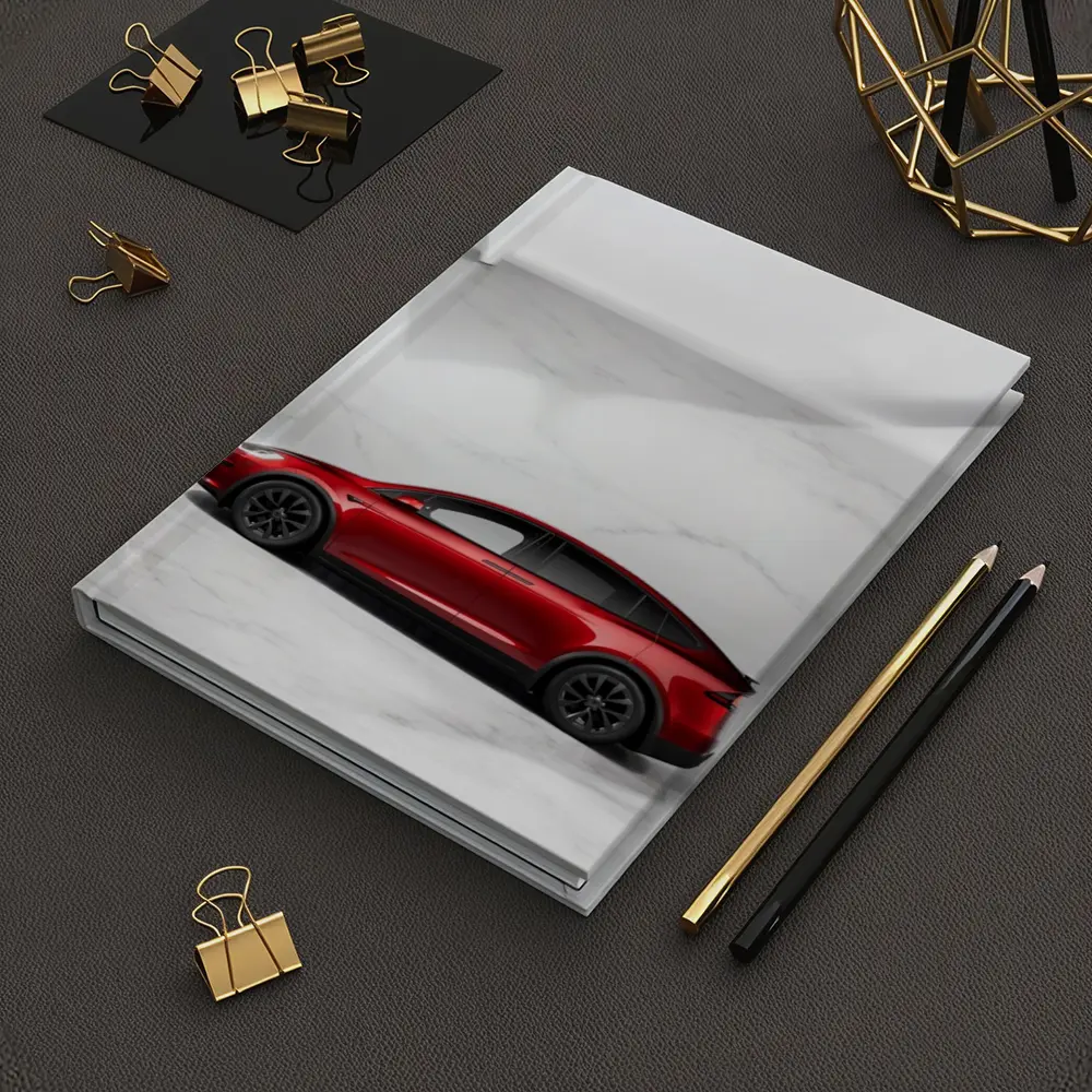 Tesla Model X Red On Marble Floor – Notebooks