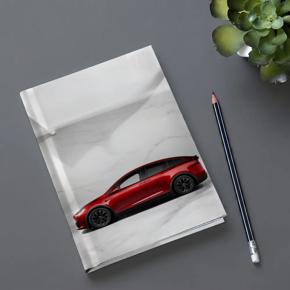 Tesla Model X Red On Marble Floor – Notebooks